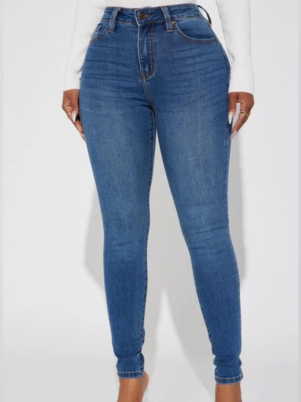 Fashion Nova Mid-Rise Blue Skinny Jeans